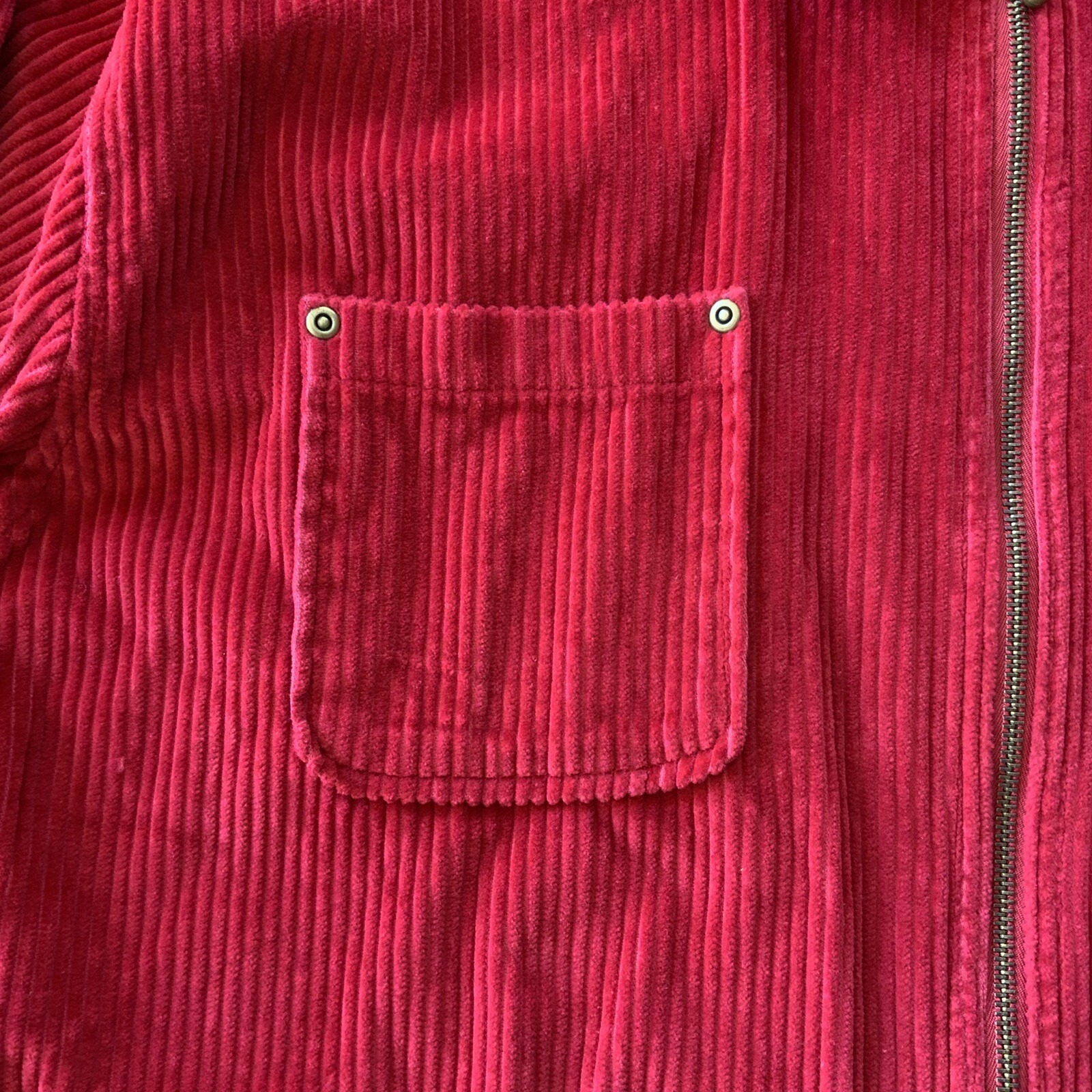 Denim & Co Corduroy Shirt Jacket Chore Shacket Women Plus 1x Red Full Zip — image 2 of 8